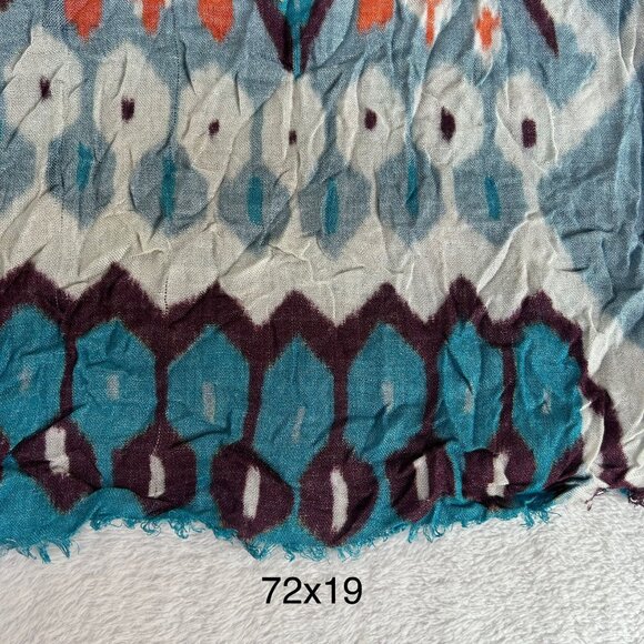 Pistil Womens Abstract Print Scarf 100% Viscose 72"x19" Blue White Lightweight - Picture 5 of 5